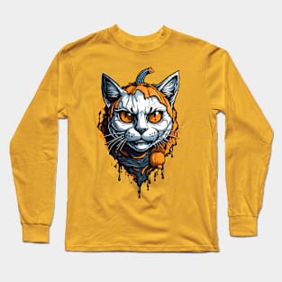 Pumpkin head Halloween cat Long Sleeve T-Shirt